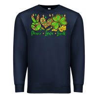 Navy St. Patrick's Day Peace love luck Premium Sweatshirt - OliviaCreatesArt