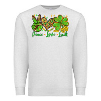 Oatmeal Heather St. Patrick's Day Peace love luck Premium Sweatshirt - OliviaCreatesArt