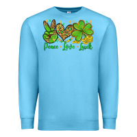 Ocean Blue St. Patrick's Day Peace love luck Premium Sweatshirt - OliviaCreatesArt