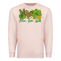 Pale Pink St. Patrick's Day Peace love luck Premium Sweatshirt - OliviaCreatesArt