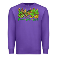 Purple St. Patrick's Day Peace love luck Premium Sweatshirt - OliviaCreatesArt