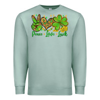 Seafoam St. Patrick's Day Peace love luck Premium Sweatshirt - OliviaCreatesArt