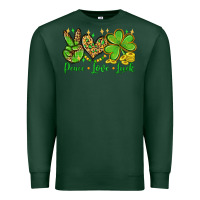 Sports Green St. Patrick's Day Peace love luck Premium Sweatshirt - OliviaCreatesArt