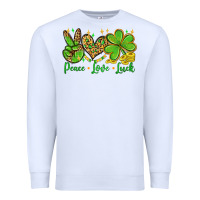 White St. Patrick's Day Peace love luck Premium Sweatshirt - OliviaCreatesArt