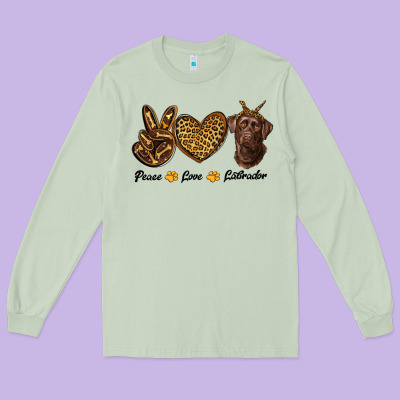 Peace Love Labrador Long Sleeve Tee Designed By Ranaportraitstore
