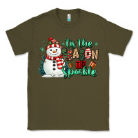 Army Green tis the season to sparkle snowman Classic Tee - MaliasSmallBusiness