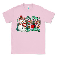 Bubblegum Pink tis the season to sparkle snowman Classic Tee - MaliasSmallBusiness