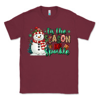 Burgundy tis the season to sparkle snowman Classic Tee - MaliasSmallBusiness