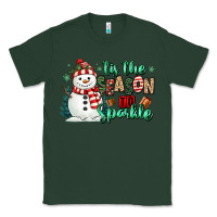 Sports Green tis the season to sparkle snowman Classic Tee - MaliasSmallBusiness