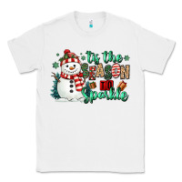 White tis the season to sparkle snowman Classic Tee - MaliasSmallBusiness