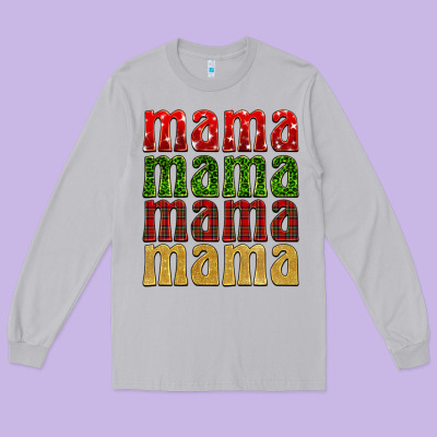 Christmas Mama Long Sleeve Tee Designed By Barkaloodesign