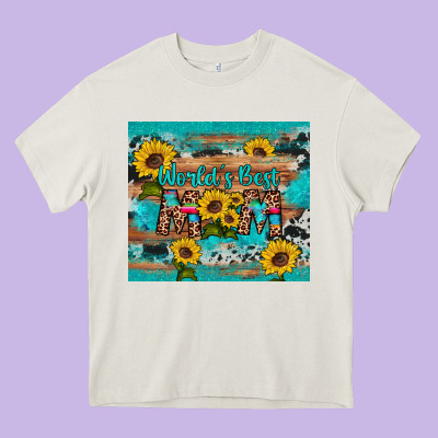 World's Best Mom Sunflower Leopard Cowhide Heavy Core Tee Designed By Artiststas