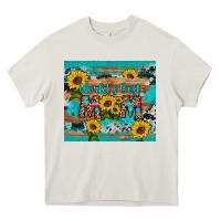 Cream world's best mom sunflower leopard cowhide Heavy Core Tee - Artiststas