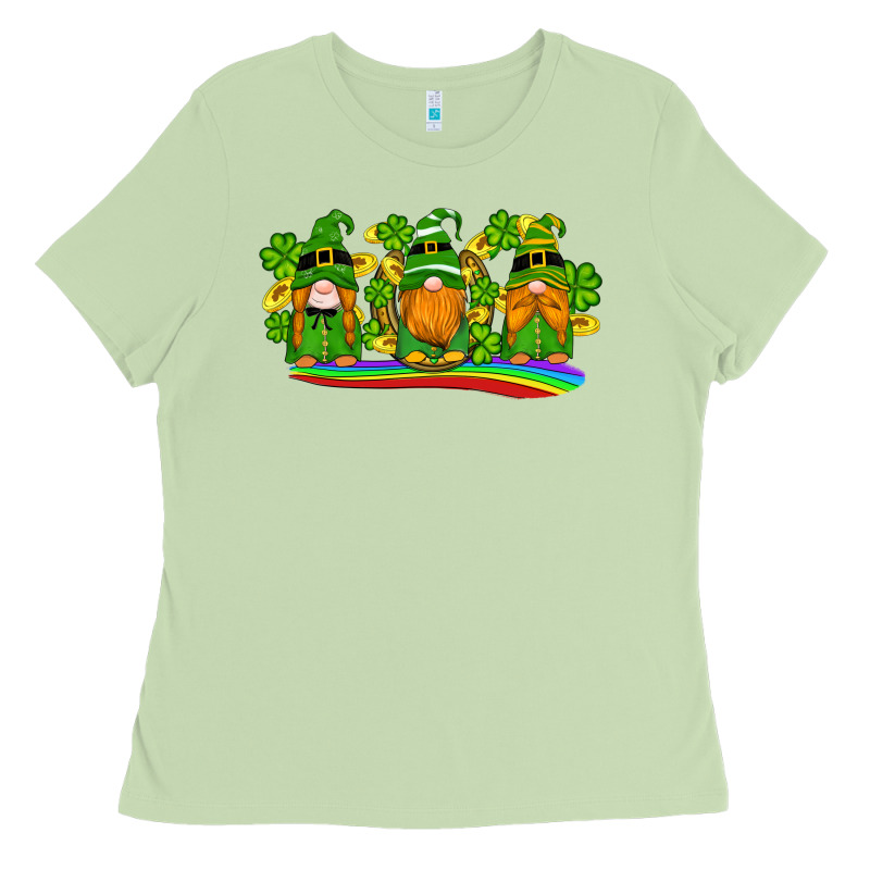 St Patricks Day Gnomes Shamrock Gold Rainbow Ladies Tee by Artiststas | Teevron