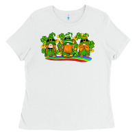 White st patricks day gnomes shamrock gold rainbow Ladies Tee - Artiststas