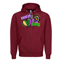 Burgundy mardi gras heart Zipper Hoodie - CowGirlArtShop