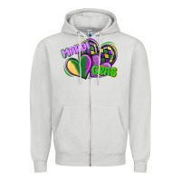 Dove Grey mardi gras heart Zipper Hoodie - CowGirlArtShop