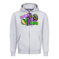 Heather Grey mardi gras heart Zipper Hoodie - CowGirlArtShop
