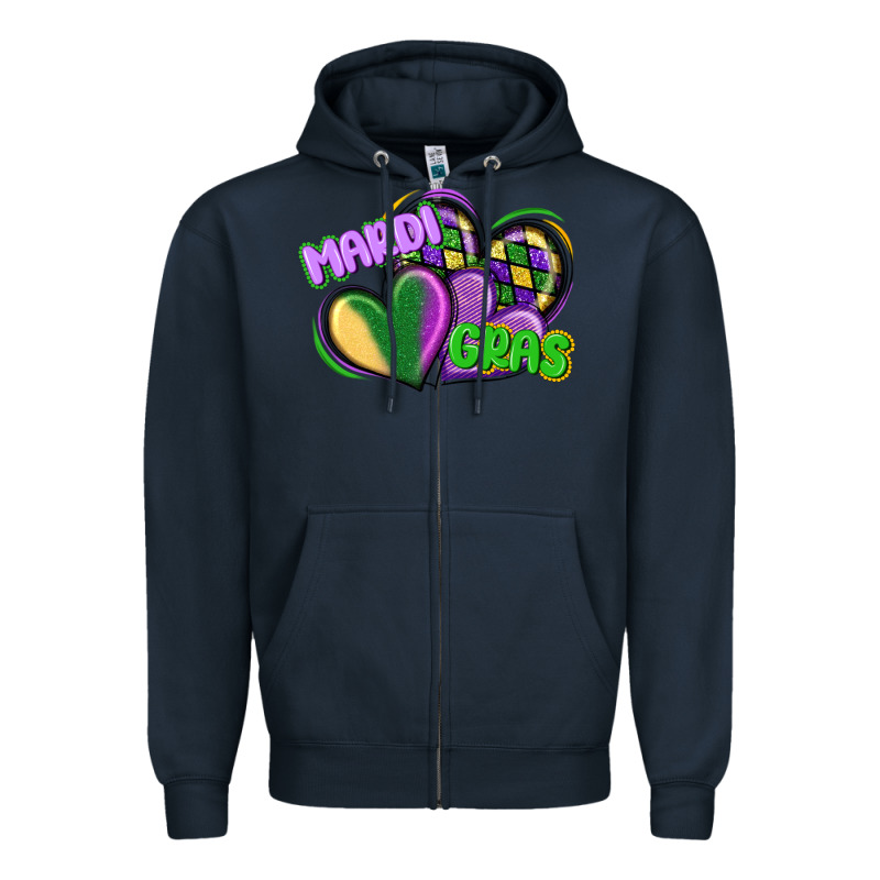 Mardi Gras Heart Zipper Hoodie by CowGirlArtShop | Teevron