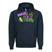 Navy mardi gras heart Zipper Hoodie - CowGirlArtShop