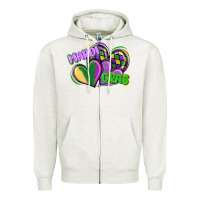 Oatmeal Heather mardi gras heart Zipper Hoodie - CowGirlArtShop