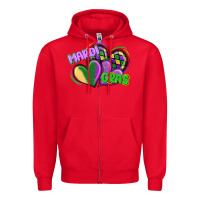 Red mardi gras heart Zipper Hoodie - CowGirlArtShop