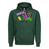 Sports Green mardi gras heart Zipper Hoodie - CowGirlArtShop