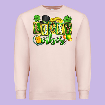 St. Patrick's Lucky Vibes Premium Sweatshirt Designed By Oliviacreatesart
