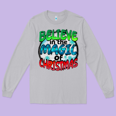 Believe In The Magic Of Christmas Long Sleeve Tee Designed By Barkaloodesign