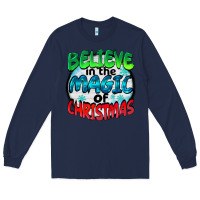 Navy believe in the magic of christmas Long Sleeve Tee - BarkalooDesign