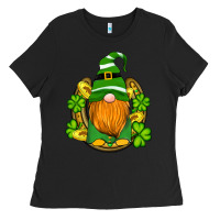 Black st patricks day gnomes horseshoe shamrock gold Ladies Tee - Artiststas