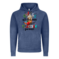 Vintage Denim coffee gives me teacher power Vintage Hoodie - NancyCooperArtShop
