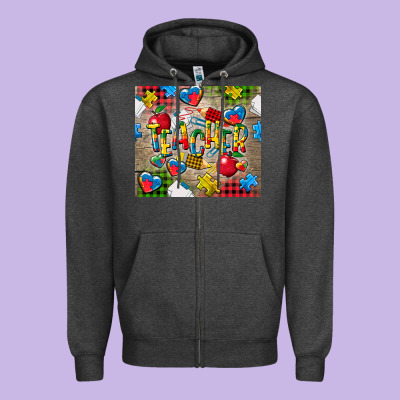 Teacher Autism Zipper Hoodie Designed By Cowgirlartshop