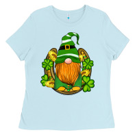 Baby Blue st patricks day gnomes horseshoe shamrock gold Ladies Tee - Artiststas
