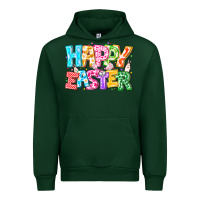 Forest Green Happy Easter Urban Hoodie - CowhideDigitalArt