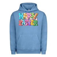 Pigment Pebble Blue Happy Easter Urban Hoodie - CowhideDigitalArt