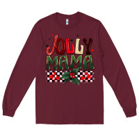 Burgundy Christmas jolly mama Long Sleeve Tee - BarkalooDesign