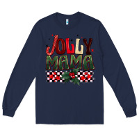 Navy Christmas jolly mama Long Sleeve Tee - BarkalooDesign