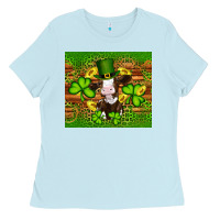 Baby Blue st patricks day cow Ladies Tee - Artiststas