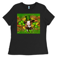 Black st patricks day cow Ladies Tee - Artiststas