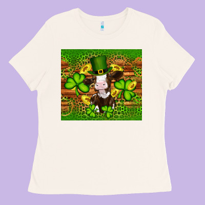 St Patricks Day Cow Ladies Tee Designed By Artiststas