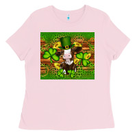 Bubblegum Pink st patricks day cow Ladies Tee - Artiststas
