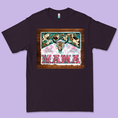 Western Bull Skull Mama Mousepad Premium Tee Designed By Barkaloodesign