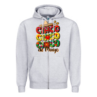 Heather Grey cinco cinco cinco de mayo Zipper Hoodie - CowGirlArtShop