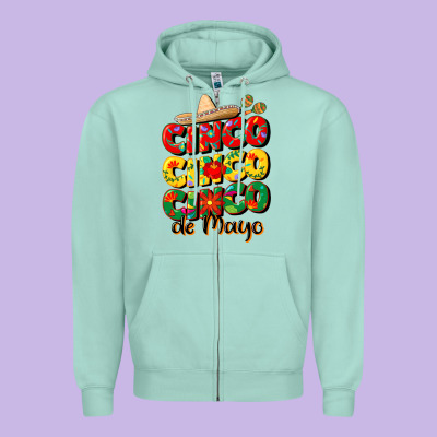 Cinco Cinco Cinco De Mayo Zipper Hoodie Designed By Cowgirlartshop