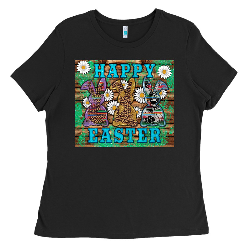 Easter Happy Easter Western Bunnies Daisies Ladies Tee by Artiststas | Teevron