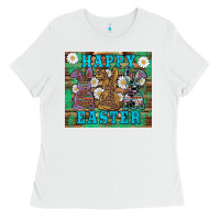 White easter happy easter western bunnies daisies Ladies Tee - Artiststas