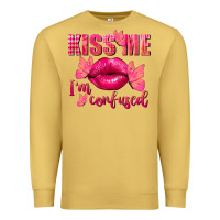 Antique Gold Kiss me i'm so confused Valentine's Day Premium Sweatshirt - FaDigitalArtStudio