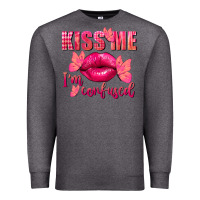 Charcoal Heather Kiss me i'm so confused Valentine's Day Premium Sweatshirt - FaDigitalArtStudio