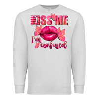 Dove Grey Kiss me i'm so confused Valentine's Day Premium Sweatshirt - FaDigitalArtStudio